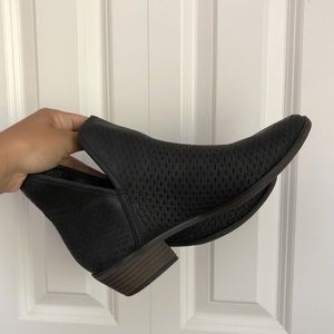 Black perforated ankle boots size 7.5